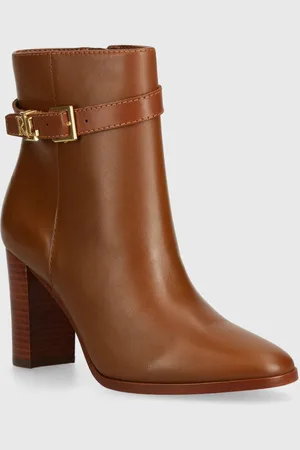 Ralph Lauren Botki skórzane Bailey damskie kolor na słupku 802937808002