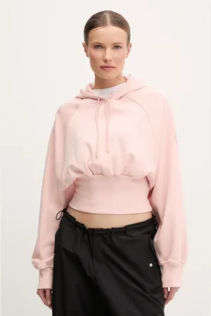 adidas Bluza bawełniana damska kolor z kapturem gładka JJ4161