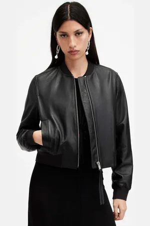 AllSaints Kurtka skórzana ORTEN BOMBER JACKET damska kolor przejściowa W072LB