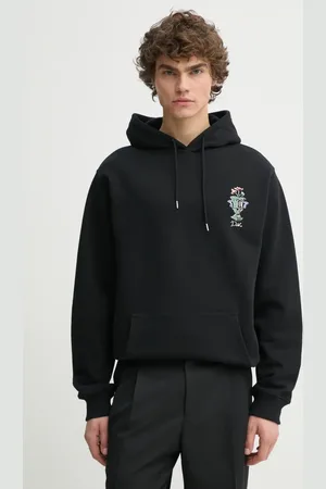Drôle de Monsieur Bluza bawełniana Le Hoodie Vase męska kolor z kapturem z nadrukiem F-HO174-CO127-BL