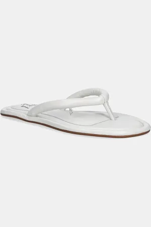 Naked Wolfe Japonki skórzane Grenada damskie kolor na płaskim obcasie Grenada White Leather