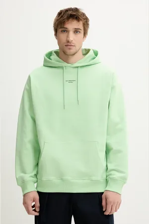 Drôle de Monsieur Bluza bawełniana Le Hoodie Slogan Classique męska kolor z kapturem z nadrukiem G-HO161-CO127-LGN