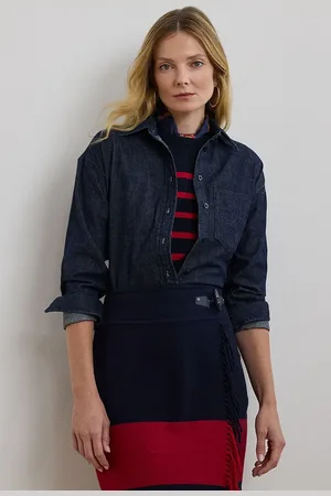 Ralph Lauren Koszula jeansowa damska kolor relaxed z kołnierzykiem klasycznym 200957620