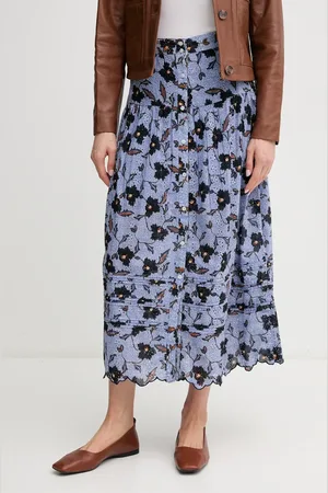 Pepe Jeans Spódnica bawełniana ENODIA kolor midi rozkloszowana PL901193
