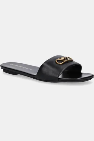 Emporio Armani Klapki skórzane damskie kolor X3P846 XF271 00002