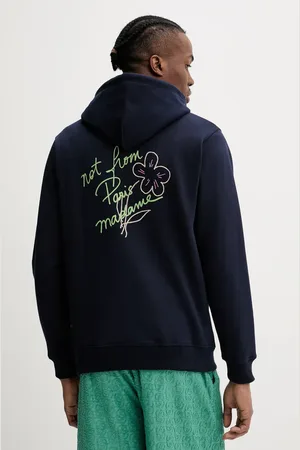 Drôle de Monsieur Bluza bawełniana Le Hoodie Slogan Esquisse męska kolor z kapturem z aplikacją G-HO150-CO127-NY