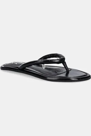Naked Wolfe Japonki skórzane Grenada damskie kolor na płaskim obcasie Grenada Black Leather