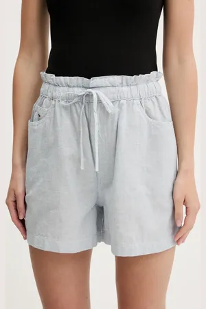 Tommy Hilfiger Szorty z domieszką lnu damskie kolor wzorzyste high waist DW0DW20360
