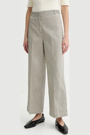 Sessun Spodnie bawełniane damskie kolor szerokie high waist 25207025