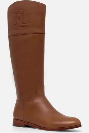 Ralph Lauren Kozaki Justine II damskie kolor na płaskim obcasie 802937803001
