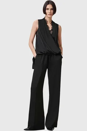 AllSaints Spodnie ALBA damskie kolor szerokie high waist W018TC