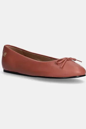 Tommy Hilfiger Baleriny skórzane BALLERINA LEATHER FLAT BOW kolor FW0FW08359
