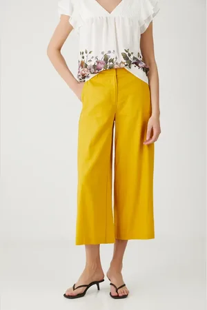 MEDICINE Spodnie lniane kolor fason culottes medium waist