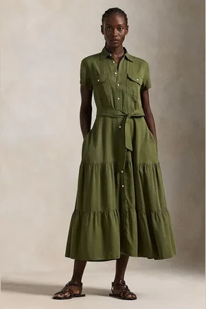 Ralph Lauren Sukienka z domieszką lnu kolor midi rozkloszowana 211959905