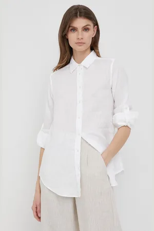 Ralph Lauren Koszula lniana 200782777001 damska kolor regular z kołnierzykiem klasycznym