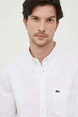 Lacoste Koszula bawełniana męska kolor regular z kołnierzykiem button-down