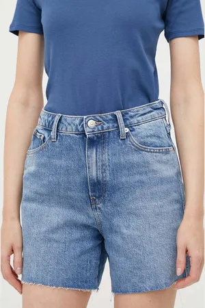 Tommy Hilfiger Szorty jeansowe damskie kolor gładkie high waist