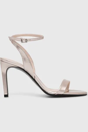Calvin Klein Sandały skórzane HEEL SANDAL 90 PEARL kolor HW0HW02026