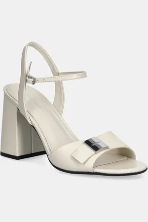 Calvin Klein Sandały nubukowe HEEL SANDAL 85 W/CK HW - LTH kolor HW0HW02485