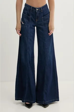 Diesel Jeansy z domieszką lnu D-AKII L.32 TROUSERS high waist A12808.068RA