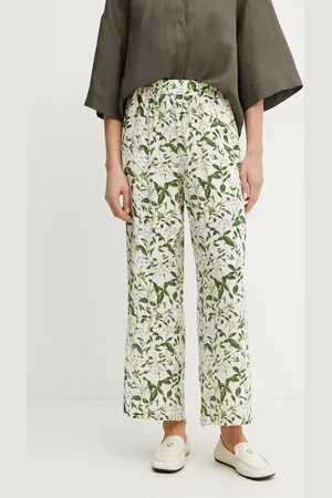 Max Mara Spodnie jedwabne damskie kolor multicolor proste high waist 2515131082600