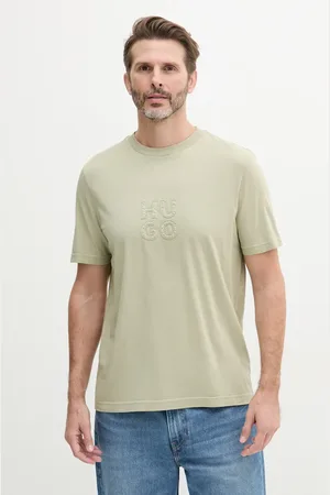HUGO BOSS T-shirt bawełniany męski kolor z aplikacją 50535284