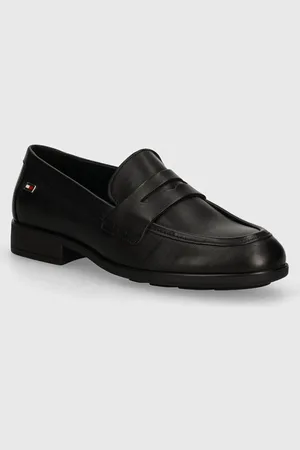 Tommy Hilfiger Mokasyny skórzane FLAG LEATHER CLASSIC LOAFER damskie kolor na płaskim obcasie FW0FW08030