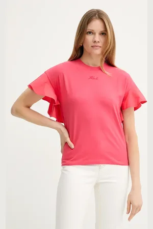 Karl Lagerfeld T-shirt bawełniany damski kolor czerwony A2W17063