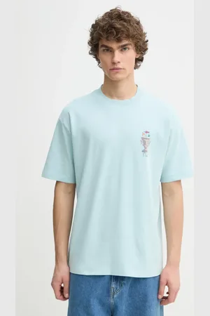 Drôle de Monsieur T-shirt bawełniany Le T-Shirt Vase męski kolor z nadrukiem F-TS225-CO002-LBE