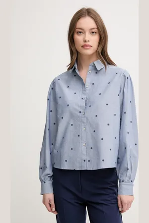 Benetton Koszula bawełniana damska kolor regular z kołnierzykiem klasycznym 5D51DQ0BF