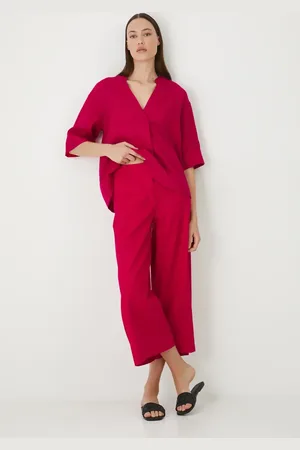 MEDICINE Spodnie lniane kolor fason culottes medium waist