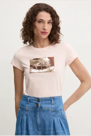 Armani Exchange T-shirt bawełniany damski kolor różowy 8NYTDL YJ73Z