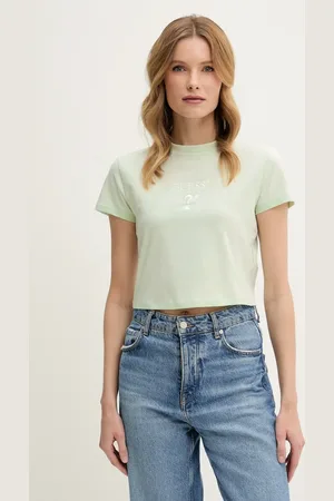 Guess T-shirt COLETTE damski kolor turkusowy V4YI20 KCDH1