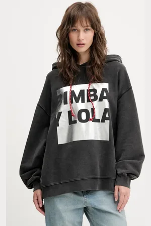 Bimba y Lola Bluza bawełniana damska kolor z kapturem z nadrukiem 251BR7511.10035