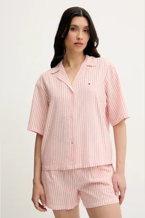 Tommy Hilfiger Piżama z domieszką lnu damska kolor UW0UW05799