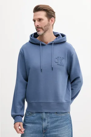Calvin Klein Bluza bawełniana męska kolor z kapturem z aplikacją J30J327245