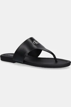 Calvin Klein Japonki FLAT SANDAL TOEPOST MG damskie kolor na płaskim obcasie YW0YW01691