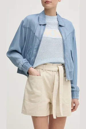 DKNY Szorty jeansowe damskie kolor gładkie high waist DJ5S8024