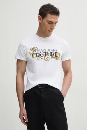 VERSACE T-shirt bawełniany męski kolor z nadrukiem 78GAHC05 CJ01C