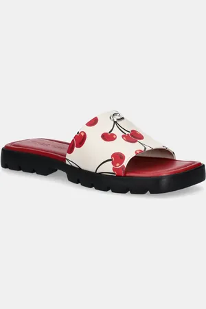 Coach Klapki skórzane Florence Cherry damskie kolor CZ363