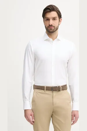 HUGO BOSS Koszula męska kolor slim z kołnierzykiem włoskim 50538962