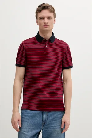 Tommy Hilfiger Polo męski kolor bordowy wzorzysty MW0MW17770