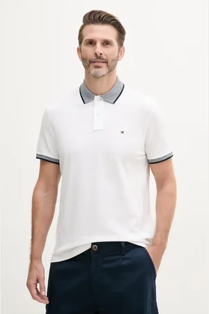 Tommy Hilfiger Polo z domieszką lnu męski kolor gładki MW0MW33140