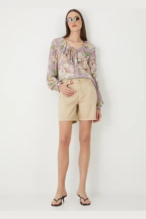 MEDICINE Szorty jeansowe bawełniane gładkie medium waist