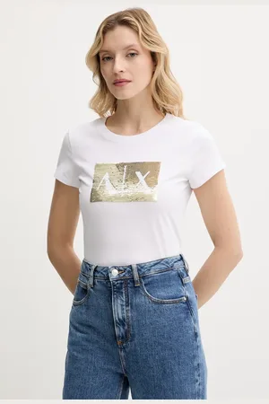 Armani Exchange T-shirt bawełniany damski kolor czarny