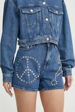 Moschino Szorty jeansowe damskie kolor z aplikacją high waist
