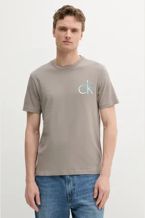 Calvin Klein T-shirt bawełniany męski kolor niebieski z nadrukiem K10K114146