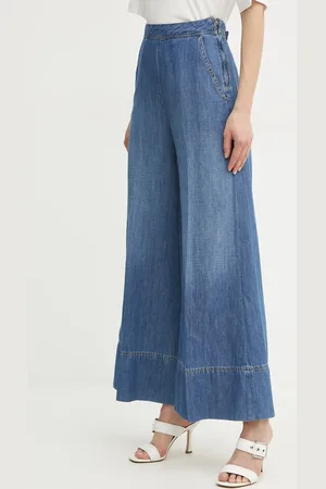 Pinko Jeansy z domieszką lnu damskie high waist 104823 A2GQ