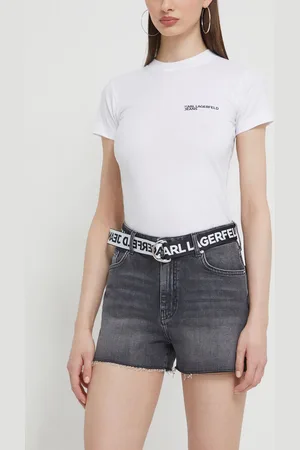 Karl Lagerfeld Szorty jeansowe damskie kolor gładkie high waist