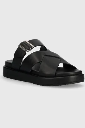Barbour Klapki skórzane Annalise damskie kolor na platformie LFO0686BK11